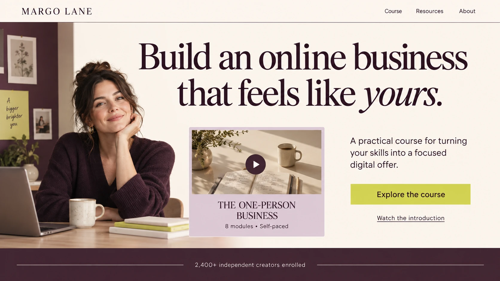 Online course business website example