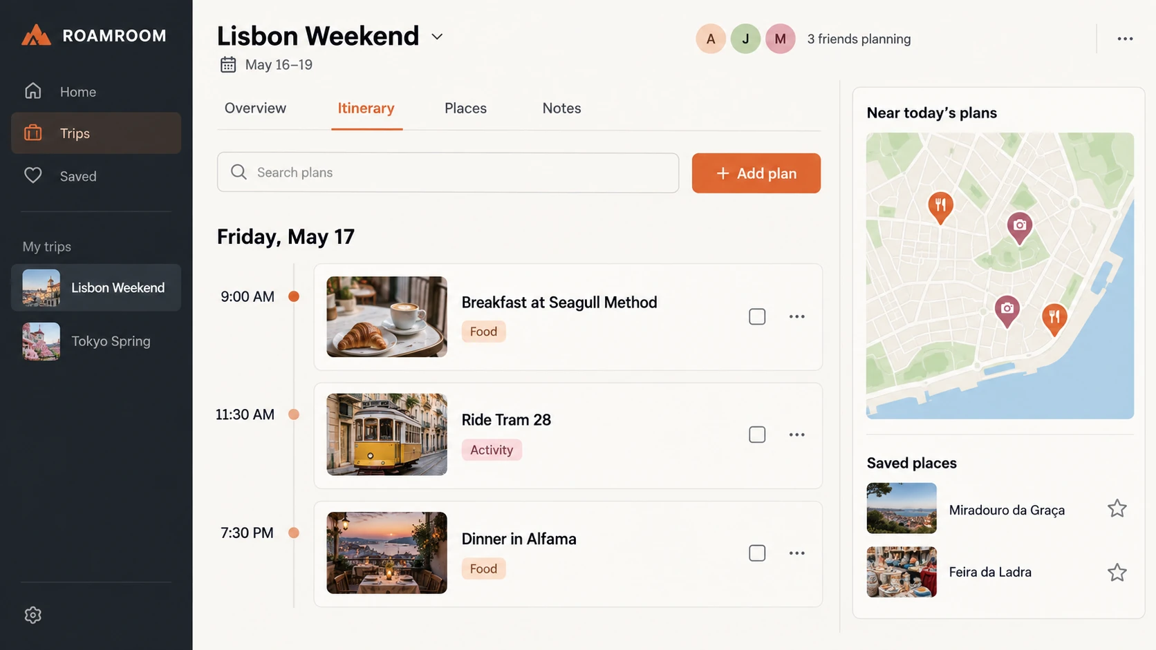 Travel-planning application website example