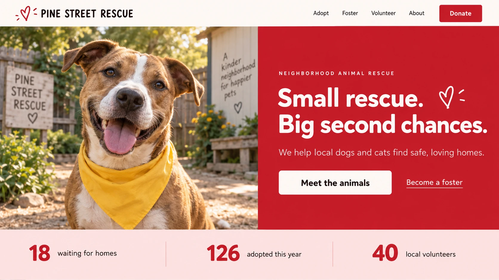 Animal rescue nonprofit website example