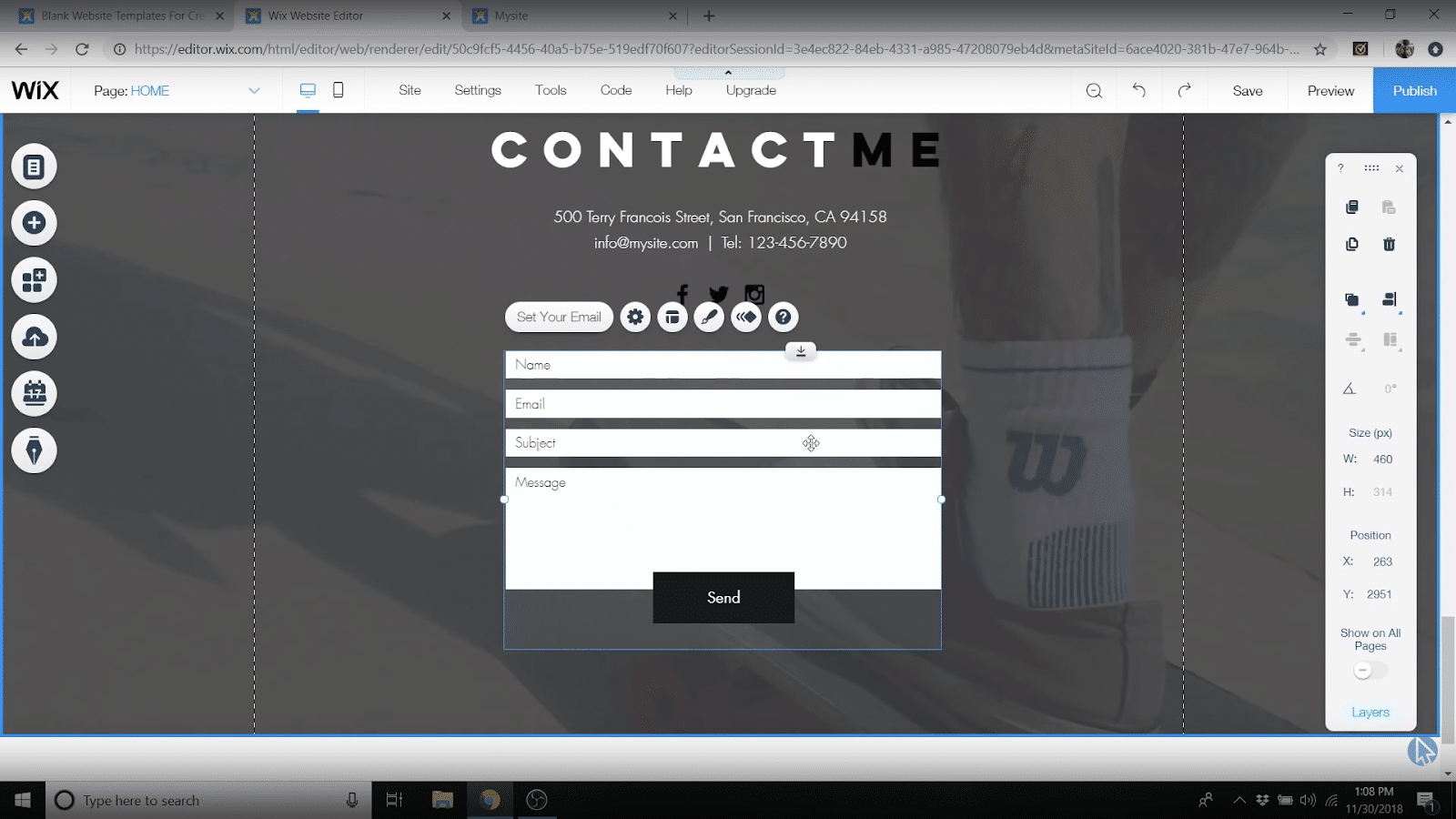 Wix updated contact strip