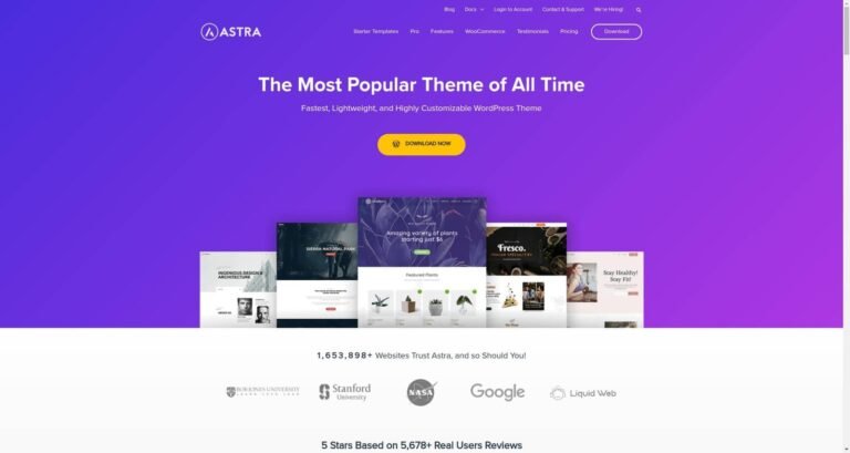 astra theme wordpress review tutorial homepage