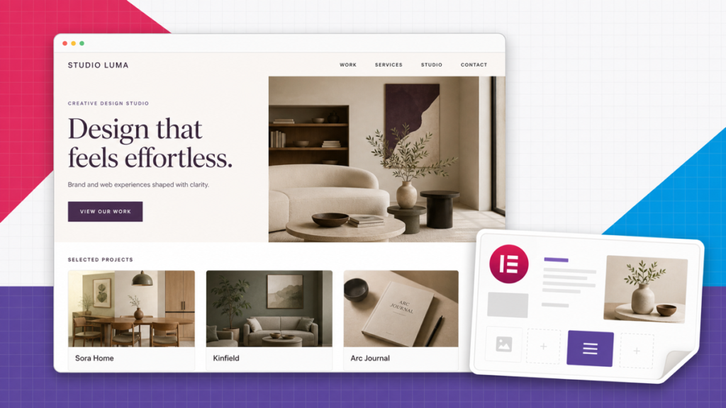 Elementor WordPress website design with responsive portfolio layout