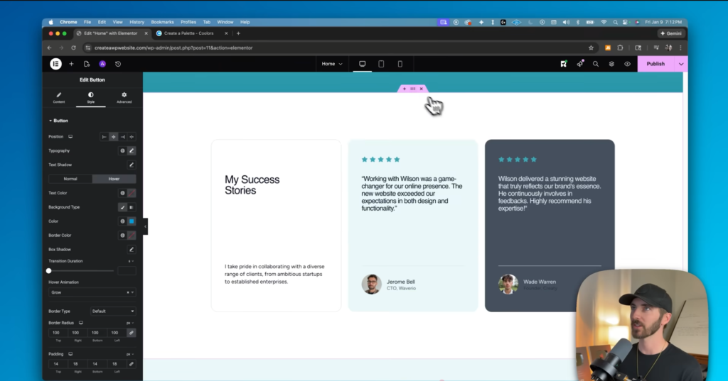 How to Make a Business Website - creating a testimonial in Elementor