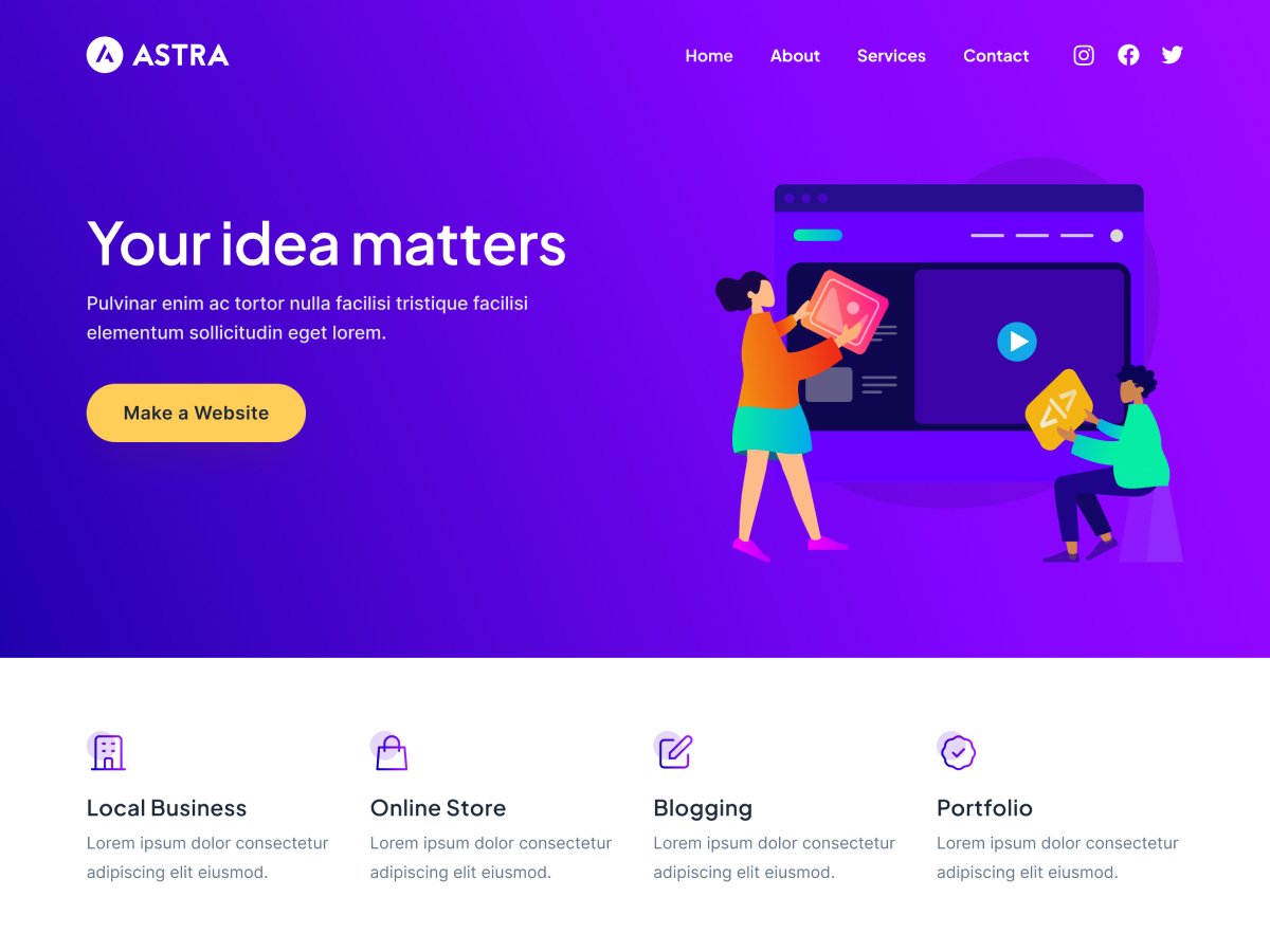 Astra WordPress theme official preview showing a responsive website layout