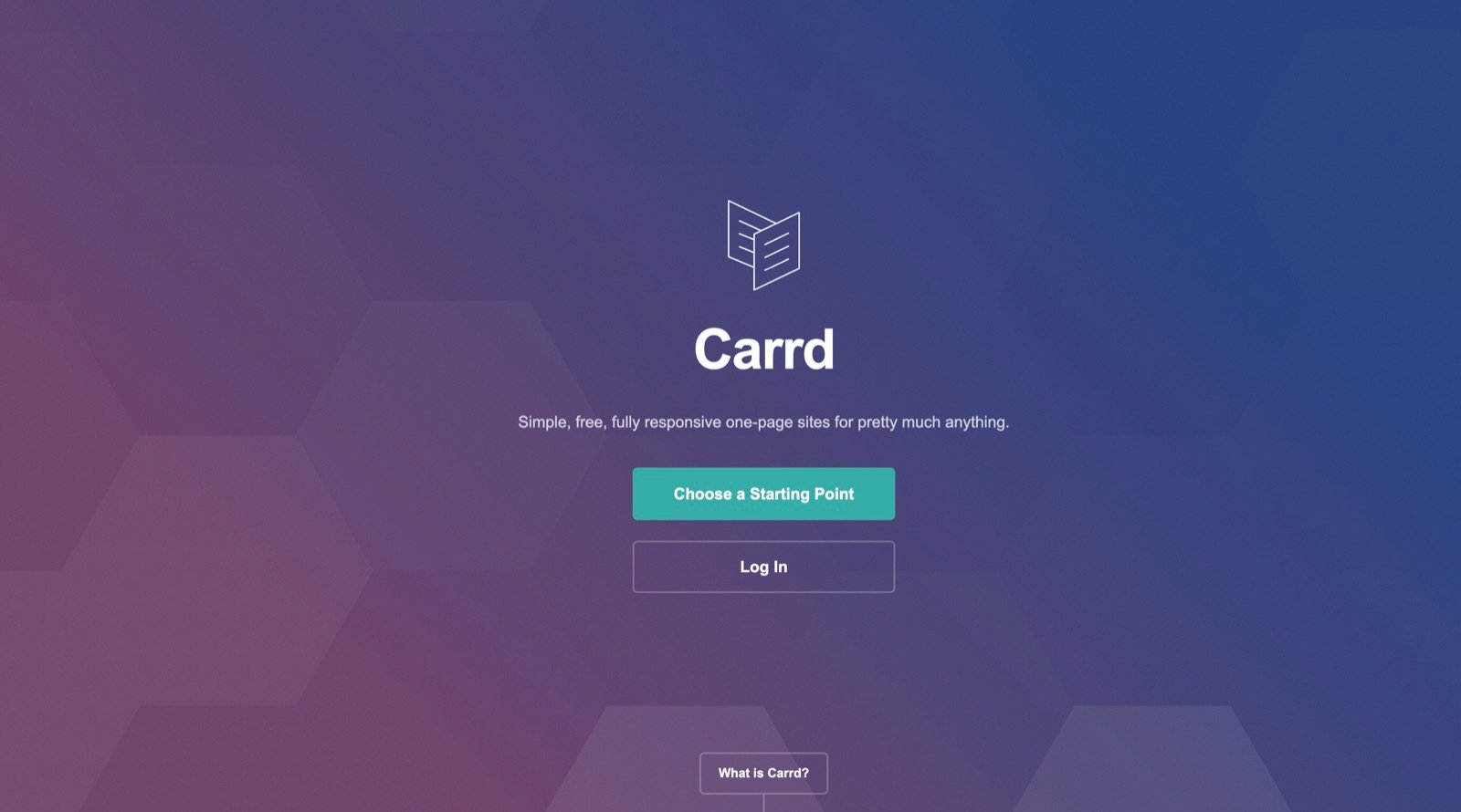 Carrd homepage showing its one-page website builder