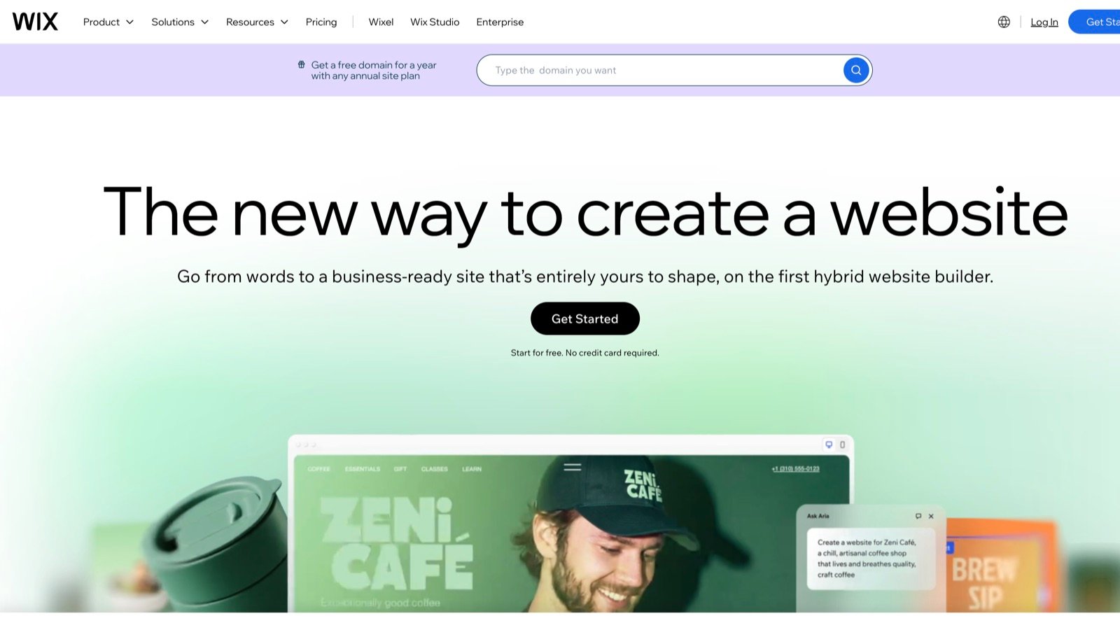 Wix homepage showing its drag-and-drop website builder
