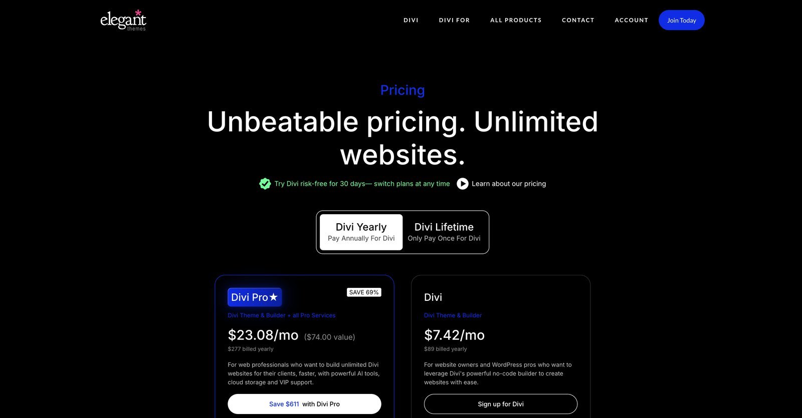 Divi pricing