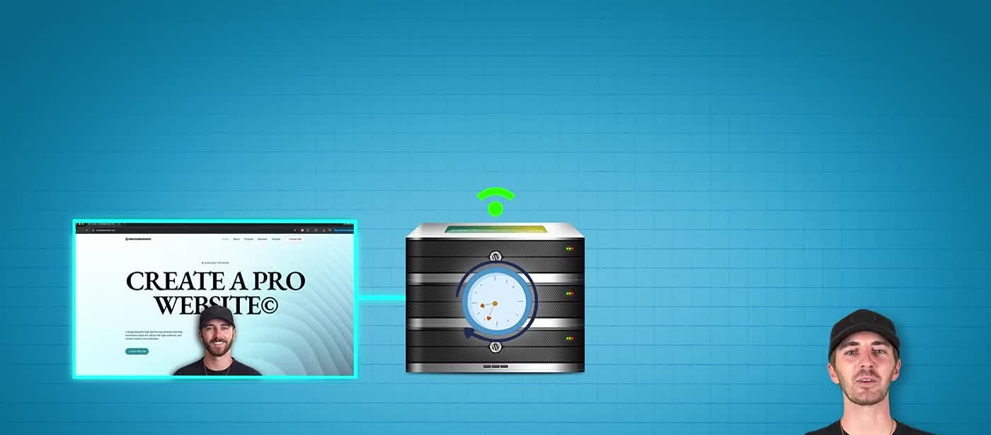Diagram showing a website connected to a WordPress hosting server