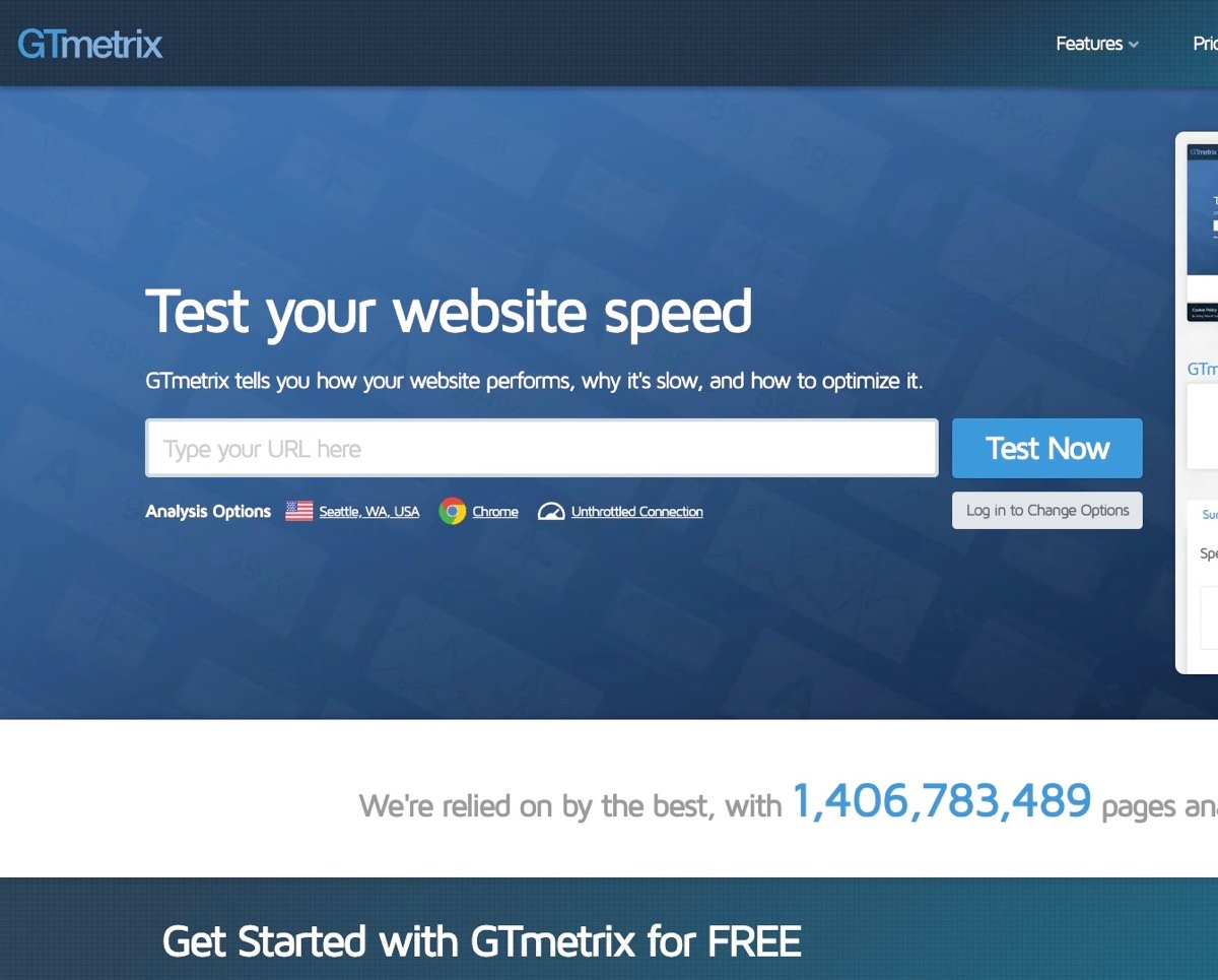 GTmetrix website speed testing tool