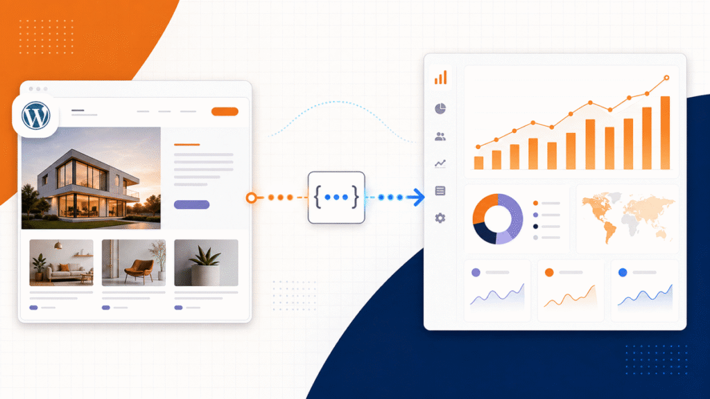 Google Analytics for WordPress featured image showing website activity flowing into an analytics dashboard