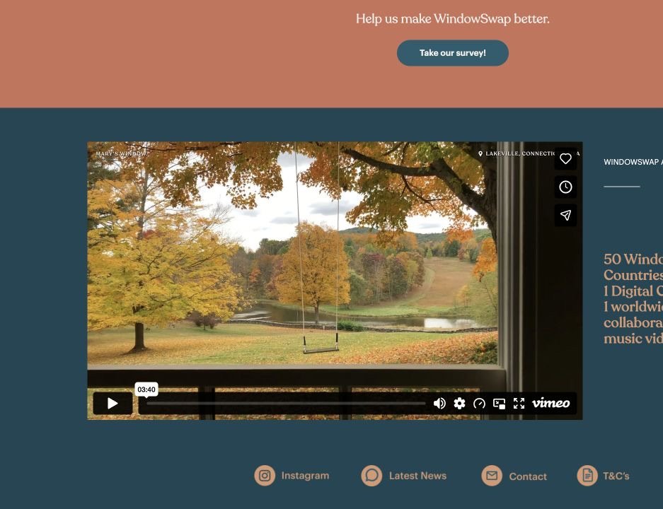 WindowSwap video showing an autumn view through a window in Connecticut