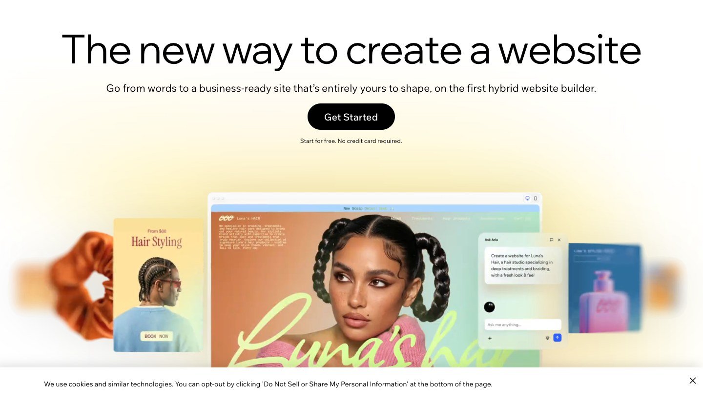 Wix website builder homepage