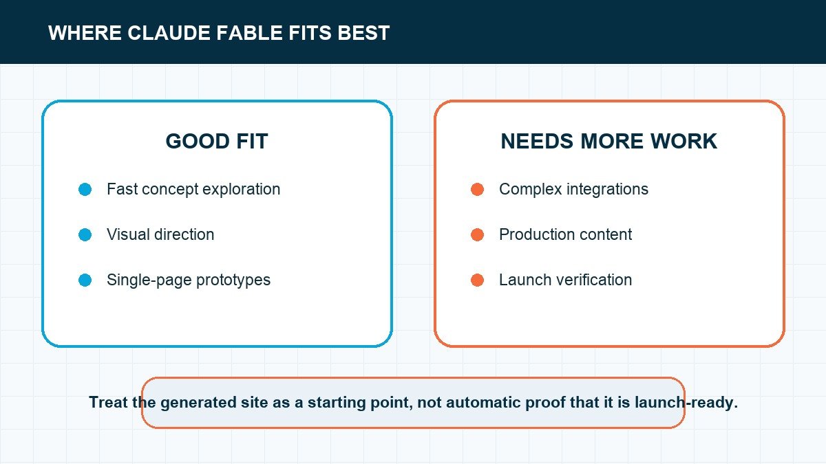 Claude Fable best-fit use cases compared with work that still needs production review